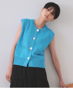 OPAQUE.CLIP / オペーク ドット クリップ ベスト | 変形ブロンズボタンニットベスト【洗濯機洗い可】