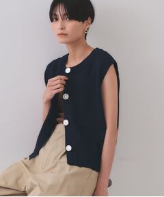 OPAQUE.CLIP / オペーク ドット クリップ ベスト | 変形ブロンズボタンニットベスト【洗濯機洗い可】