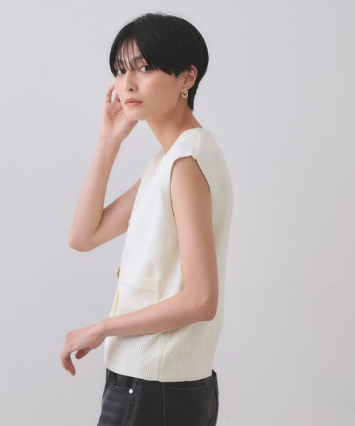 OPAQUE.CLIP / オペーク ドット クリップ ベスト | 変形ブロンズボタンニットベスト【洗濯機洗い可】 | 詳細1