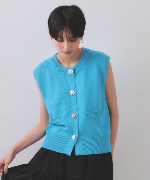 OPAQUE.CLIP / オペーク ドット クリップ ベスト | 変形ブロンズボタンニットベスト【洗濯機洗い可】 | 詳細13