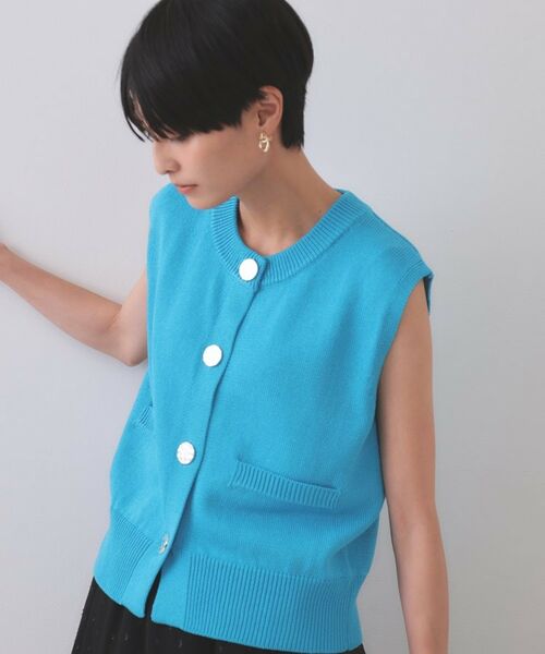 OPAQUE.CLIP / オペーク ドット クリップ ベスト | 変形ブロンズボタンニットベスト【洗濯機洗い可】 | 詳細9