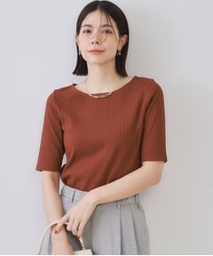 OPAQUE.CLIP / オペーク ドット クリップ カットソー | 汗染み防止 ボートネックリブカットソー【洗濯機洗い可/抗ピル】