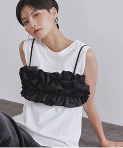 OPAQUE.CLIP / オペーク ドット クリップ カットソー | 《CanCam掲載》ツインセット/フリルキャミビスチェ×フレンチスリーブカットソー【洗濯機洗い可】