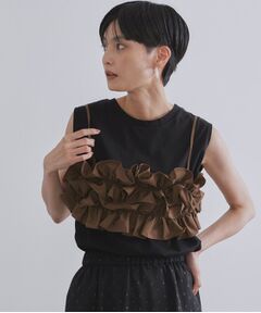 OPAQUE.CLIP / オペーク ドット クリップ カットソー | 《CanCam掲載》ツインセット/フリルキャミビスチェ×フレンチスリーブカットソー【洗濯機洗い可】