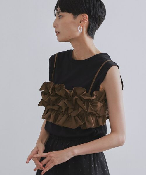 OPAQUE.CLIP / オペーク ドット クリップ カットソー | 《CanCam掲載》ツインセット/フリルキャミビスチェ×フレンチスリーブカットソー【洗濯機洗い可】 | 詳細1