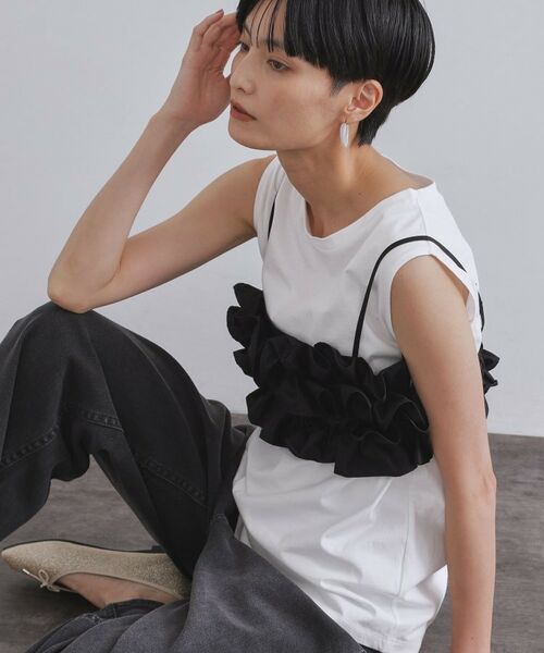 OPAQUE.CLIP / オペーク ドット クリップ カットソー | 《CanCam掲載》ツインセット/フリルキャミビスチェ×フレンチスリーブカットソー【洗濯機洗い可】 | 詳細7