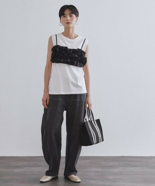 OPAQUE.CLIP / オペーク ドット クリップ カットソー | 《CanCam掲載》ツインセット/フリルキャミビスチェ×フレンチスリーブカットソー【洗濯機洗い可】 | 詳細9