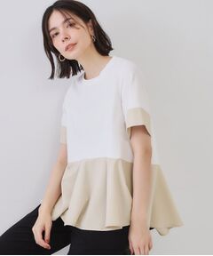 OPAQUE.CLIP / オペーク ドット クリップ カットソー | 配色フハクドッキングペプラムトップス【洗濯機洗い可/抗ピル】