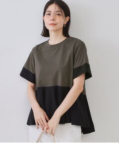 OPAQUE.CLIP / オペーク ドット クリップ カットソー | 配色フハクドッキングペプラムトップス【洗濯機洗い可/抗ピル】