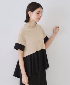 OPAQUE.CLIP / オペーク ドット クリップ カットソー | 配色フハクドッキングペプラムトップス【洗濯機洗い可/抗ピル】