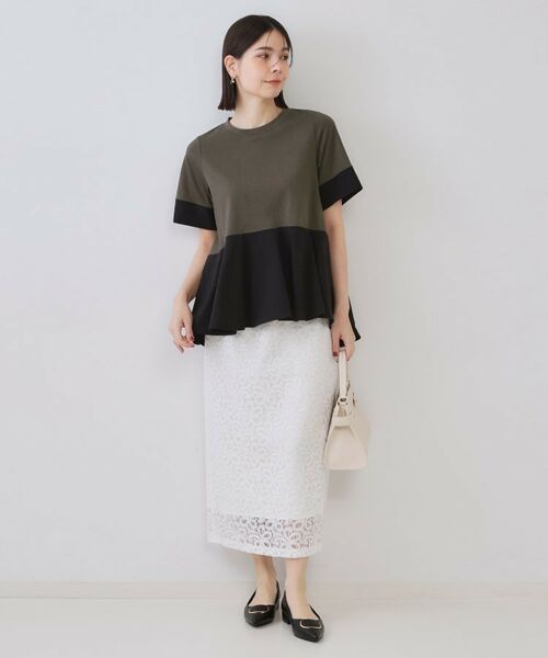 OPAQUE.CLIP / オペーク ドット クリップ カットソー | 配色フハクドッキングペプラムトップス【洗濯機洗い可/抗ピル】 | 詳細2