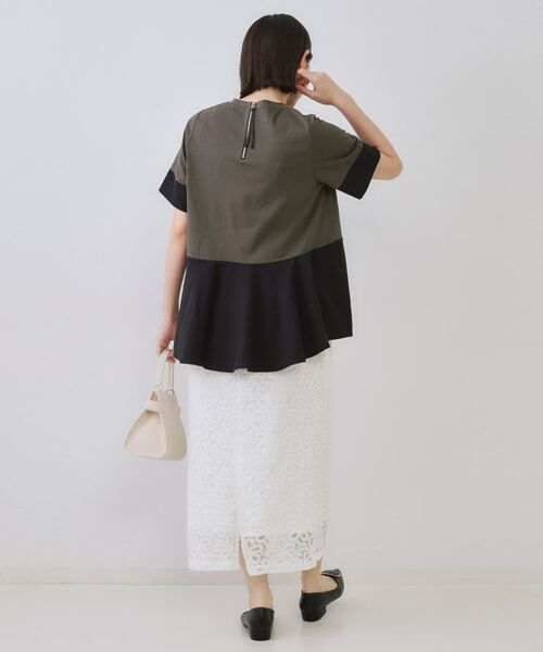 OPAQUE.CLIP / オペーク ドット クリップ カットソー | 配色フハクドッキングペプラムトップス【洗濯機洗い可/抗ピル】 | 詳細3