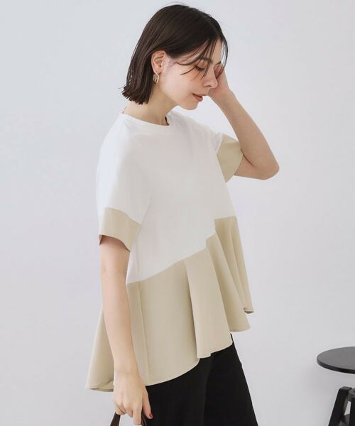 OPAQUE.CLIP / オペーク ドット クリップ カットソー | 配色フハクドッキングペプラムトップス【洗濯機洗い可/抗ピル】 | 詳細9