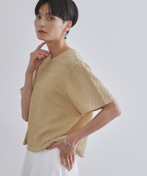 OPAQUE.CLIP / オペーク ドット クリップ カットソー | ふくれジャカードトップス【洗濯機洗い可】(ベージュ(052))