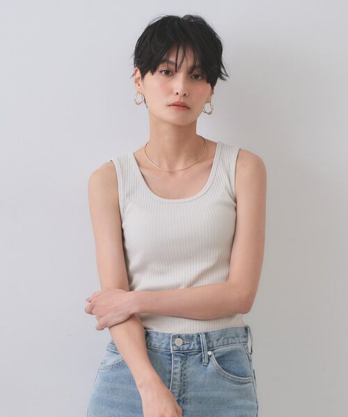 OPAQUE. CLIP/オペーク ドット クリップ ベーシックテレコタンクトップ【洗濯機洗い可】 アイボリー(004) 38(M)