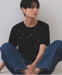 OPAQUE.CLIP / オペーク ドット クリップ カーディガン・ボレロ | フロントビジューリブニットカーディガン【洗濯機洗い可/抗ピル】