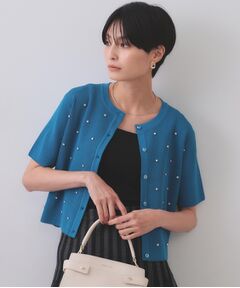 OPAQUE.CLIP / オペーク ドット クリップ カーディガン・ボレロ | フロントビジューリブニットカーディガン【洗濯機洗い可/抗ピル】