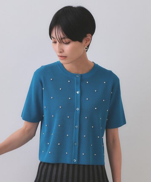 OPAQUE.CLIP / オペーク ドット クリップ カーディガン・ボレロ | フロントビジューリブニットカーディガン【洗濯機洗い可/抗ピル】 | 詳細13