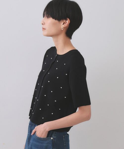 OPAQUE.CLIP / オペーク ドット クリップ カーディガン・ボレロ | フロントビジューリブニットカーディガン【洗濯機洗い可/抗ピル】 | 詳細5