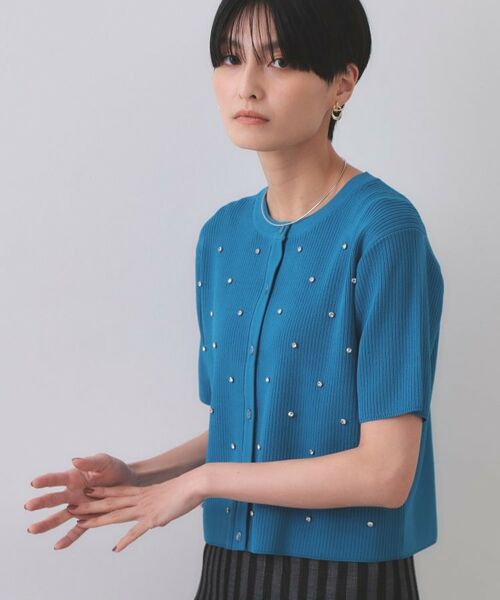 OPAQUE.CLIP / オペーク ドット クリップ カーディガン・ボレロ | フロントビジューリブニットカーディガン【洗濯機洗い可/抗ピル】 | 詳細9
