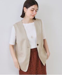 OPAQUE.CLIP / オペーク ドット クリップ ベスト | リネンライクVネックジレ【洗濯機洗い可】