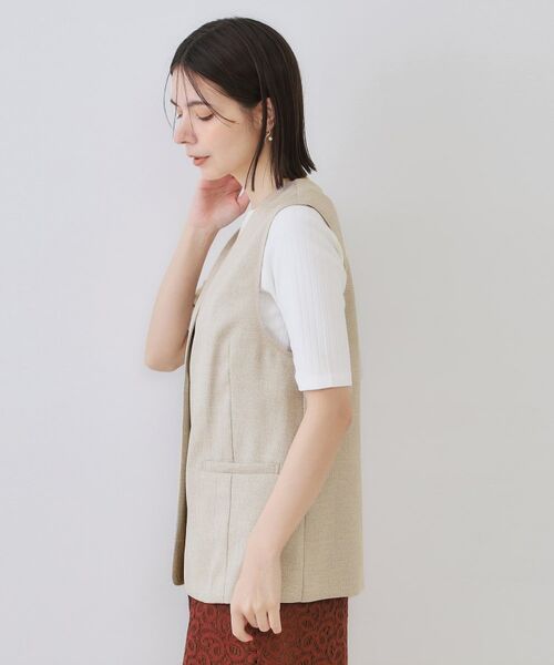 OPAQUE.CLIP / オペーク ドット クリップ ベスト | リネンライクVネックジレ【洗濯機洗い可】 | 詳細10