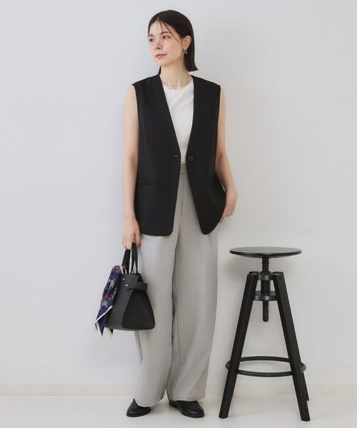 OPAQUE.CLIP / オペーク ドット クリップ ベスト | リネンライクVネックジレ【洗濯機洗い可】 | 詳細3