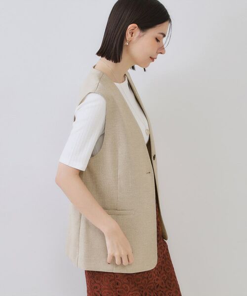 OPAQUE.CLIP / オペーク ドット クリップ ベスト | リネンライクVネックジレ【洗濯機洗い可】 | 詳細5