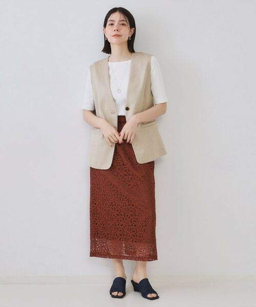 OPAQUE.CLIP / オペーク ドット クリップ ベスト | リネンライクVネックジレ【洗濯機洗い可】 | 詳細6