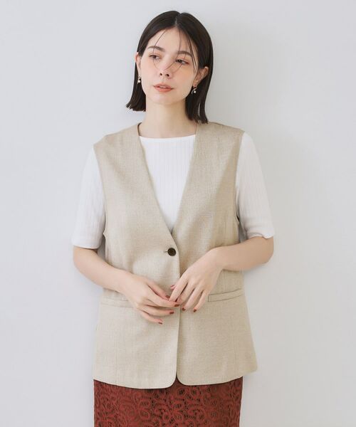 OPAQUE.CLIP / オペーク ドット クリップ ベスト | リネンライクVネックジレ【洗濯機洗い可】 | 詳細9