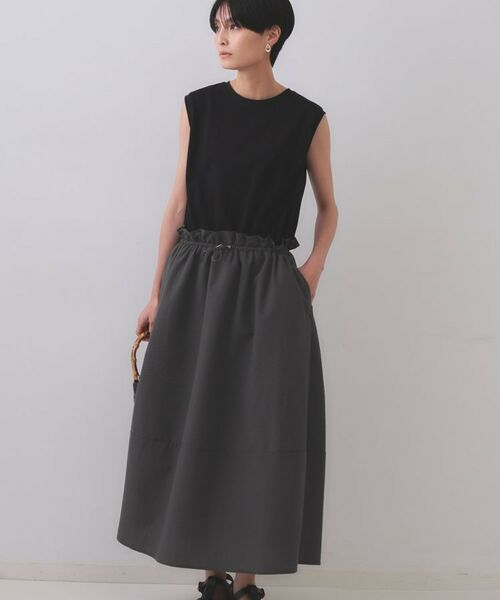 OPAQUE.CLIP / オペーク ドット クリップ ロング・マキシ丈ワンピース | 配色サッカードッキングワンピース【洗濯機洗い可】 | 詳細1