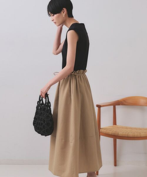 OPAQUE.CLIP / オペーク ドット クリップ ロング・マキシ丈ワンピース | 配色サッカードッキングワンピース【洗濯機洗い可】 | 詳細9