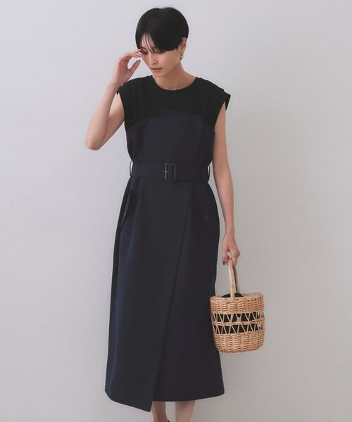 OPAQUE.CLIP / オペーク ドット クリップ ロング・マキシ丈ワンピース | トレンチ風ベアドッキングワンピース【洗濯機洗い可】(ネイビー(594))