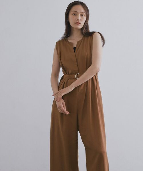 OPAQUE.CLIP / オペーク ドット クリップ サロペット・オールインワン | 《Can Cam掲載》麻混ベルト付きオールインワン【洗濯機洗い可】 | 詳細1