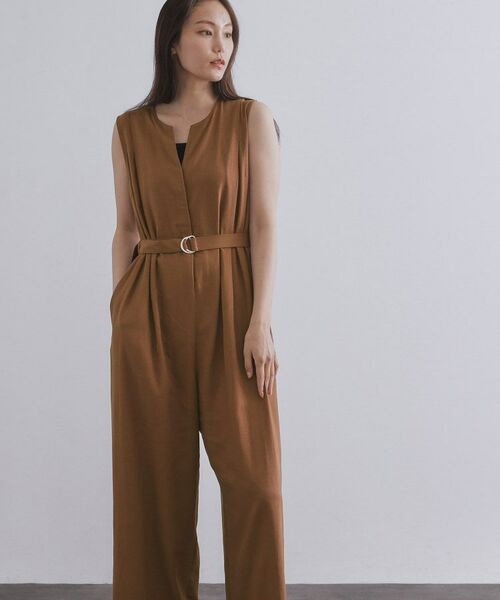 OPAQUE.CLIP / オペーク ドット クリップ サロペット・オールインワン | 《Can Cam掲載》麻混ベルト付きオールインワン【洗濯機洗い可】 | 詳細2