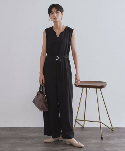 OPAQUE.CLIP / オペーク ドット クリップ サロペット・オールインワン | 《Can Cam掲載》麻混ベルト付きオールインワン【洗濯機洗い可】 | 詳細6