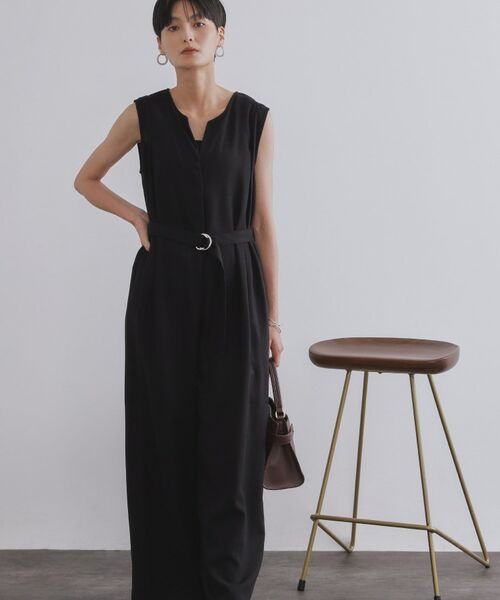 OPAQUE. CLIP/オペーク ドット クリップ 《Can Cam掲載》麻混ベルト付きオールインワン【洗濯機洗い可】 ブラック(019) 38(M)