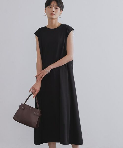 OPAQUE.CLIP / オペーク ドット クリップ ロング・マキシ丈ワンピース | カットソーフレアワンピース【接触冷感/洗濯機洗い可】(ブラック(019))