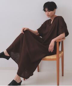 OPAQUE.CLIP / オペーク ドット クリップ ロング・マキシ丈ワンピース | レーヨン麻キーネックワンピース【洗える】