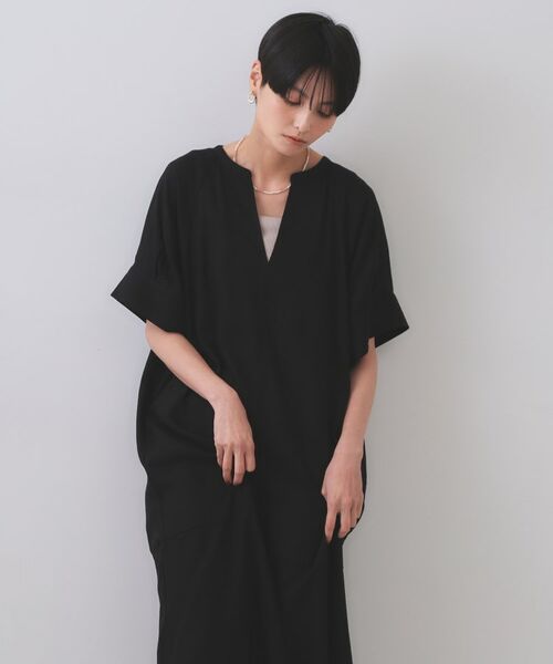 OPAQUE.CLIP / オペーク ドット クリップ ロング・マキシ丈ワンピース | レーヨン麻キーネックワンピース【洗える】 | 詳細1