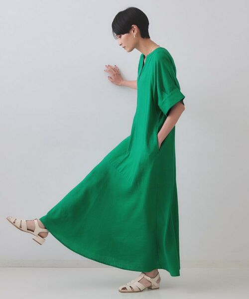 OPAQUE.CLIP / オペーク ドット クリップ ロング・マキシ丈ワンピース | レーヨン麻キーネックワンピース【洗える】 | 詳細10