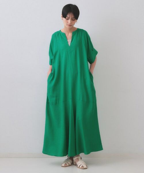 OPAQUE.CLIP / オペーク ドット クリップ ロング・マキシ丈ワンピース | レーヨン麻キーネックワンピース【洗える】 | 詳細13