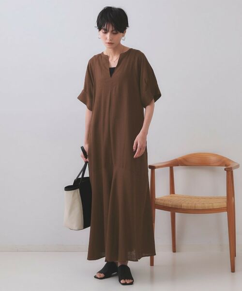 OPAQUE.CLIP / オペーク ドット クリップ ロング・マキシ丈ワンピース | レーヨン麻キーネックワンピース【洗える】 | 詳細5