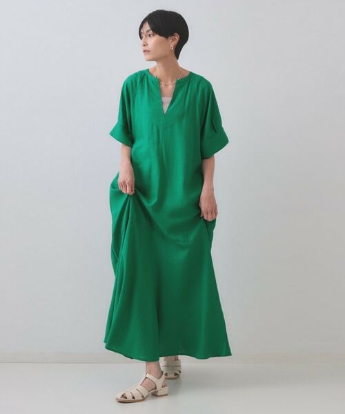 OPAQUE.CLIP / オペーク ドット クリップ ロング・マキシ丈ワンピース | レーヨン麻キーネックワンピース【洗える】 | 詳細9