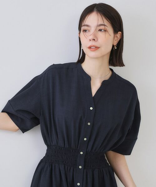 OPAQUE.CLIP / オペーク ドット クリップ ロング・マキシ丈ワンピース | リネンライクスキッパーフィット＆フレアワンピース【洗濯機洗い可】 | 詳細9