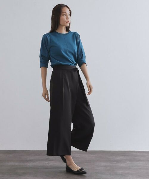 OPAQUE.CLIP / オペーク ドット クリップ ショート・ハーフ・半端丈パンツ | サッシュリボン付きラップデザインパンツ【洗濯機洗い可】 | 詳細4