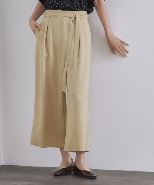 OPAQUE. CLIP/オペーク ドット クリップ サッシュリボン付きラップデザインパンツ【洗濯機洗い可】 ベージュ(052) 40(L)