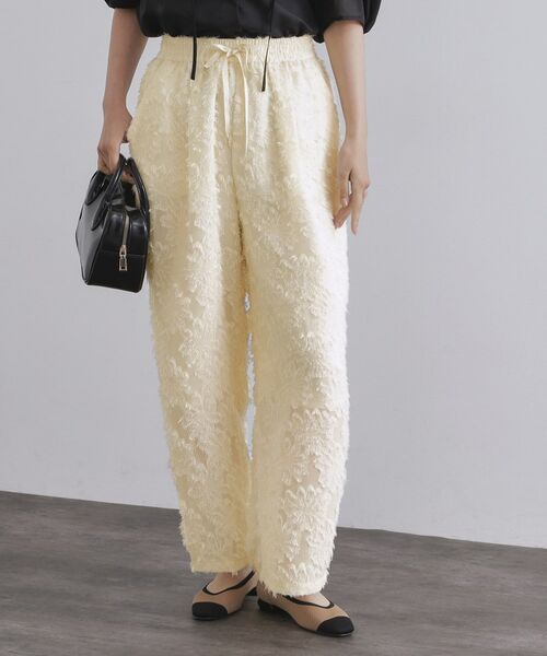 OPAQUE.CLIP / オペーク ドット クリップ パンツ | フリンジジャカードイージーパンツ【洗濯機洗い可】(アイボリー(004))