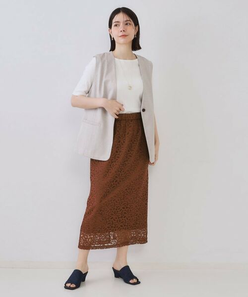 OPAQUE.CLIP / オペーク ドット クリップ ロング・マキシ丈スカート | 《美人百花掲載》レースイージーナロースカート【洗濯機洗い可】 | 詳細6