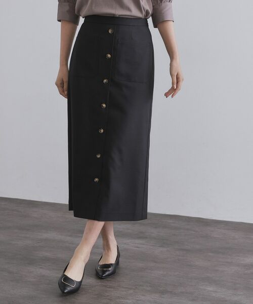 OPAQUE. CLIP/オペーク ドット クリップ ポケットデザインナロースカート【洗濯機洗い可】 ブラック(019) 38(M)